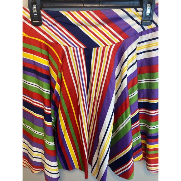 Ralph Lauren Rainbow Striped Multi Color Skater Style Skirt - Oversized Size 2 - Picture 2 of 12